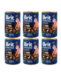 BRIT Premium by Nature 6 x 400 g sertéshússal és nyelőcsővel kutyák számára