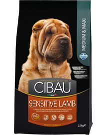 FARMINA Cibau Sensitive Lamb MEDIUM MAXI kutyatáp érzékeny emésztésű kutyáknak bárányhússal 2.5 kg