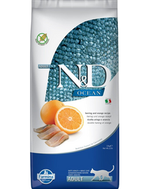 FARMINA N&D Ocean Cat Adult Herring & Orange száraz macskaeledel heringgel és narancssal 10 kg