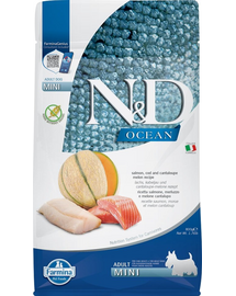 FARMINA N&D Ocean Dog Adult Mini salmon, cod & canatloupe melon 800 g lazac, tőkehal, dinnye