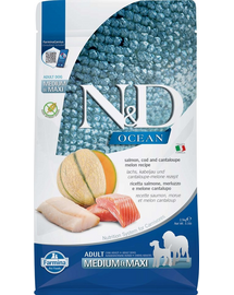 FARMINA N&D Ocean Dog Adult Medium & Maxi salmon, cod, pumpkin & cantaloupe melon 2.5 kg lazac, tőkehal, sütőtök, sárgadinnye
