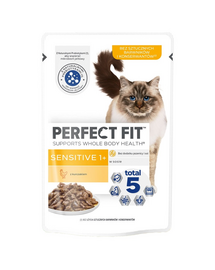 PERFECT FIT Sensitive 1+ 12x85 g csirke mártással felnőtt macskáknak