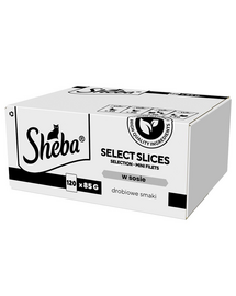 SHEBA Selection Select Slices Baromfi Ízek tasakok 120x85 g-os szószos darabokban: kacsa, csirke, baromfi, kacsa és pulyka macskáknak