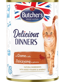 BUTCHER'S Delicious Dinners macskaeledel, vadhúsdarabok zselében 400g