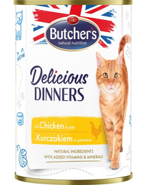 BUTCHER'S Delicious Dinners macskaeledel, csirkedarabok zselében 400g