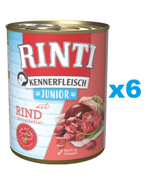 RINTI Kennerfleish Junior Beef 6x800 g marhahússal kölyökkutyáknak