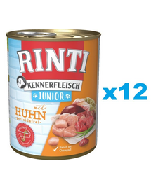 RINTI Kennerfleish Junior Chicken 12x400 g csirkével kölyökkutyáknak