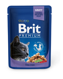 BRIT Premium Cat Adult Cod Fish tőkehal tasak macskáknak 24 x 100g