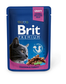 BRIT Premium Adult csirke és pulyka tasak macskáknak 24 x 100g