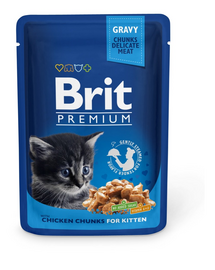 BRIT Premium Kitten csirke cicáknak 24 x 100 g-os tasakokban