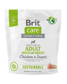 BRIT CARE Sustainable Adult Medium breed chicken insekt felnőtt, közepes fajtájú kutyáknak csirkével és rovarokkal 1 kg