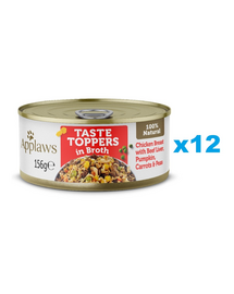 APPLAWS Dog Taste Toppers Csirkemell, marhamáj, sütőtök húslevesben 12x156 g