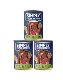 SIMPLY FROM NATURE Wet Food for dogs deer and buckwheat 3 x 400 g