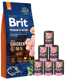 BRIT Premium By Nature Sport 15 kg + nedves eledel pulykával 6x400 g
