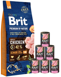 BRIT Premium By Nature Senior Small Medium S+M 15 kg + nedves eledel pulykával 6x400 g