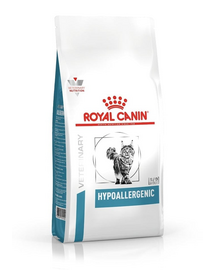 ROYAL CANIN Veterinary Cat Hypoallergenic 2,5 kg száraztáp felnőtt macskáknak, akiknek nemkívánatos reakciói vannak a táplálékra
