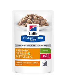 HILL'S PRESCRIPTION DIET c/d Multicare Stress + Metabolic nedves macskaeledel csirkével 12x85g