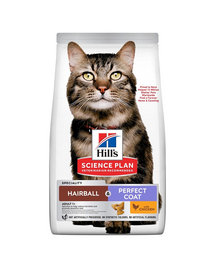 HILL'S Science Plan Hairball & Perfect Coat 7kg száraz macskaeledel csirkével felnőtt macskáknak