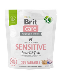BRIT CARE Dog Sustainable Sensitive fish insekt felnőtt kutyáknak halakkal és rovarokkal 1 kg