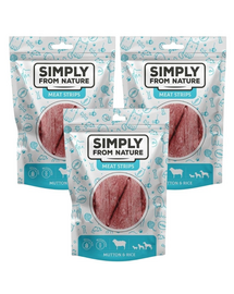SIMPLY FROM NATURE Meat Strips Húscsíkok birkahússal és rizzsel kutyáknak 3x80 g
