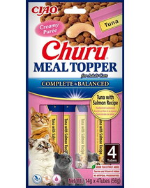 INABA Meal Topper Tuna Salmon 4x14 g krémes étrend-kiegészítő tonhallal és lazaccal macskáknak