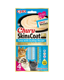 INABA Churu Skin&Coat 4x14g tonhallal és fésűkagylóval macskáknak