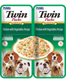 INABA Dog Twin Csirke, zöldségek húslevesben kutyáknak 2x40 g
