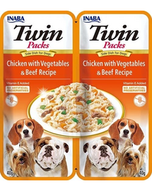 INABA Dog Twin Csirke, zöldség és marhahús húsleves kutyáknak 2x40 g
