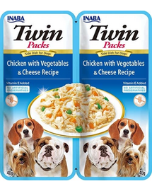 INABA Dog Twin Csirke, zöldség és sajt húslevesben kutyáknak 2x40 g