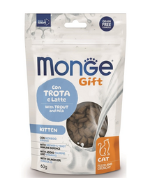 MONGE Gift Filled and Crunchy Kitten Pisztráng tejjel 60 g