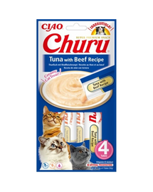 INABA Churu Tuna with beef recipe 4x14g tonhal marhahússal macskáknak