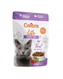 CALIBRA Cat Life pouch Adult Veal in gravy 85g borjúhús szószban macskák számára