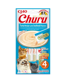 INABA Churu Tuna with seafood 4x14g tenger gyümölcsei tonhal macskáknak