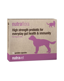 NUTRAVET Nutraflora 12 kapszula probiotikum, amely támogatja a kutyák és macskák bélműködését és immunitását
