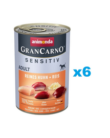 ANIMONDA GranCarno Sensitiv Pure Chicken&Rice Csirke rizzsel érzékeny felnőtt kutyáknak 6x400 g