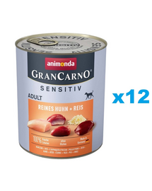 ANIMONDA GranCarno Sensitiv Pure Chicken&Rice Csirke rizzsel érzékeny felnőtt kutyáknak 12x800 g