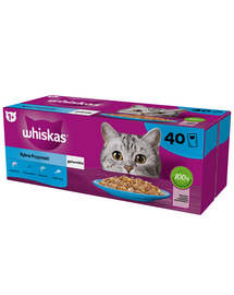 WHISKAS Adult 40 x 85 g Hal ízek a zselés lazacban, tonhalban, tőkehalban, fehér halban