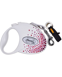 FLEXI automata kutyapóráz Glam Splash Pink S szalag 3m fehér