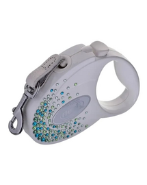 FLEXI automata kutyapóráz Glam Splash Leaf M szalag 5m fehér
