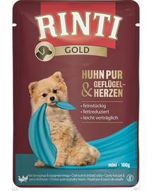 RINTI Chicken Pure&Poultry hearts Mini csirke- és baromfiszív kistestűeknek 100 g