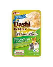 INABA Cat Dashi Delights Delicate Flakes Csirke, tonhal és fésűkagyló 40g
