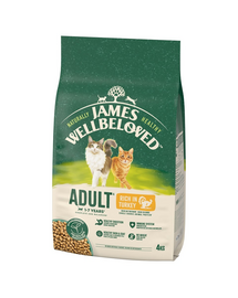 JAMES WELLBELOVED Adult 4 kg száraz teljes értékű eledel 1-7 éves felnőtt macskáknak pulykában gazdag pulykatáp