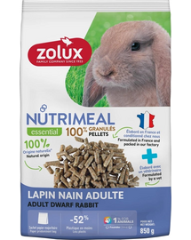ZOLUX NUTRIMEAL 4 Adult dwarf rabbit Granulált karma felnőtt miniatűr nyulaknak 850 g