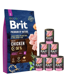 BRIT Premium By Nature Adult Small S 8 kg + nedves eledel pulykával 6x400 g