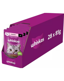 WHISKAS Adult tasak 28x85g nedves macskaeledel lazacos szósszal felnőtt macskák számára