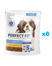 PERFECT FIT Junior <1 csirkében gazdag teljes értékű szárazeledel kistestű kölyökkutyák számára 6x825 g