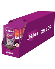 WHISKAS Adult tasak 28x85 g felnőtt macskaeledel zselében marhahússal és baromfival