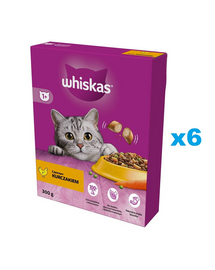 WHISKAS Adult 6x300 g száraz teljes értékű eledel ízletes csirkehússal felnőtt macskáknak