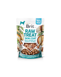 BRIT Raw Treat Freeze Dried Skin Coat 40 g liofilizált csemege hal és csirke probiotikumokkal kutyáknak