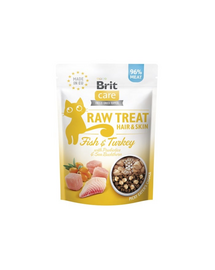 BRIT Care Raw Treat Freeze Dried Hair Skin Cat 40 g liofilizált csemege Hal és pulyka probiotikumokkal macskáknak
